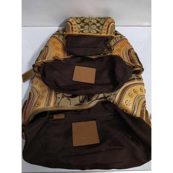 Coach Set of 3 Bags - Soho Brown Signature Canvas Stitched Grommet Studded Hobo - Picture 11 of 12